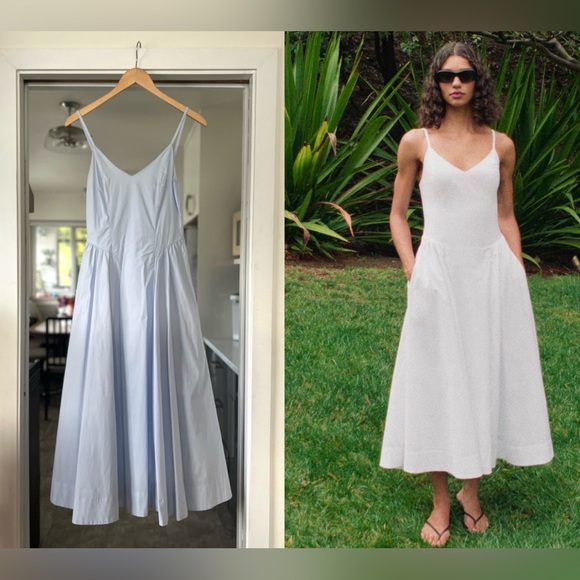 Wilfred Dresses & Skirts - Wilfred Technique Poplin Maxi Dress Sz 0 Light Blue